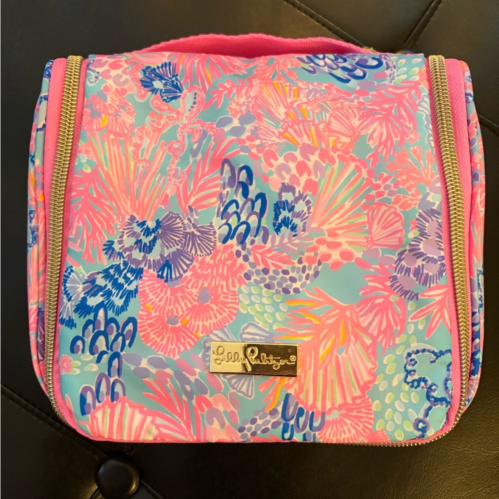Lilly Pulitzer Pink Blue Purple Tropical Print Cosmetic Case